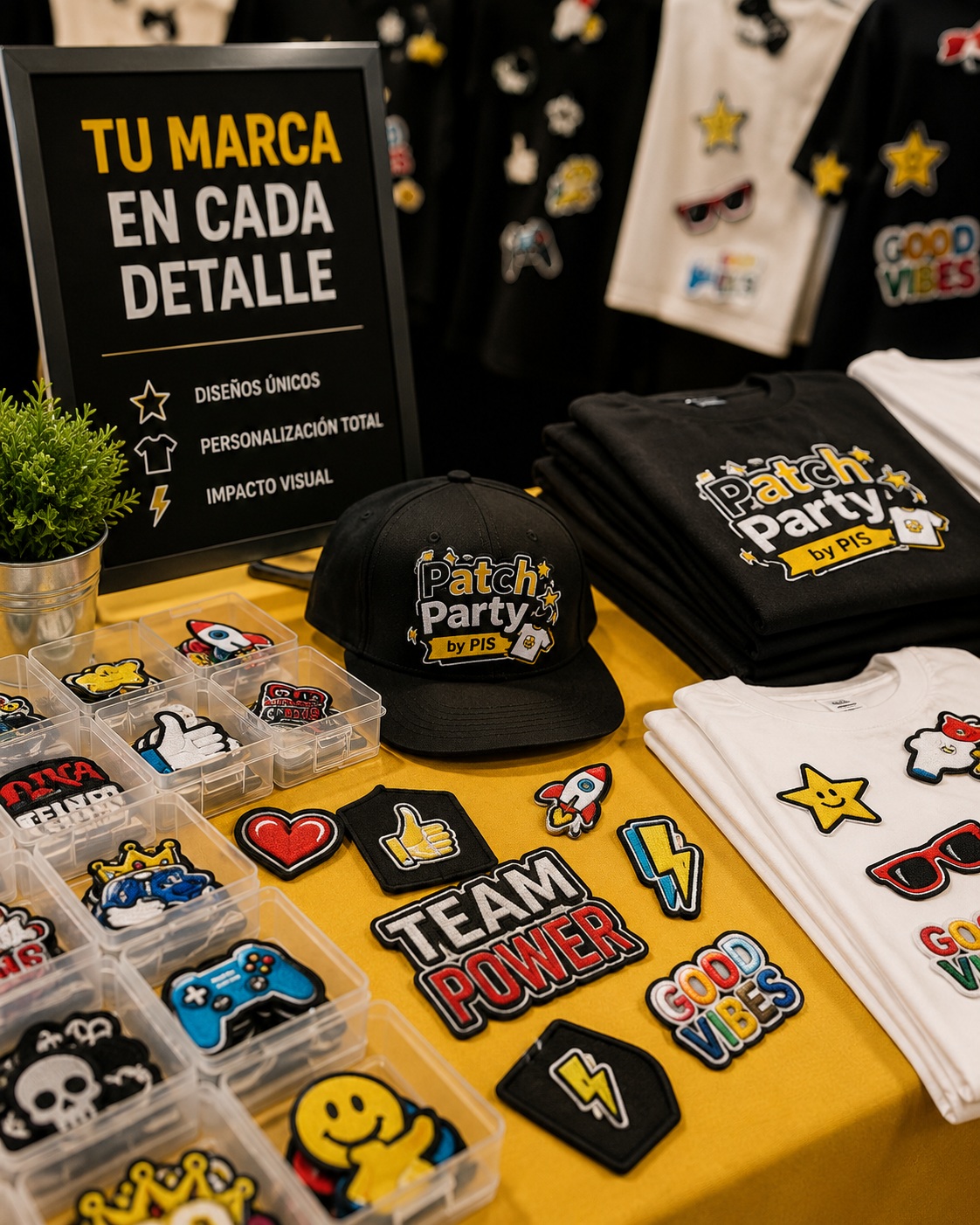 Detalle de productos y branding corporativo