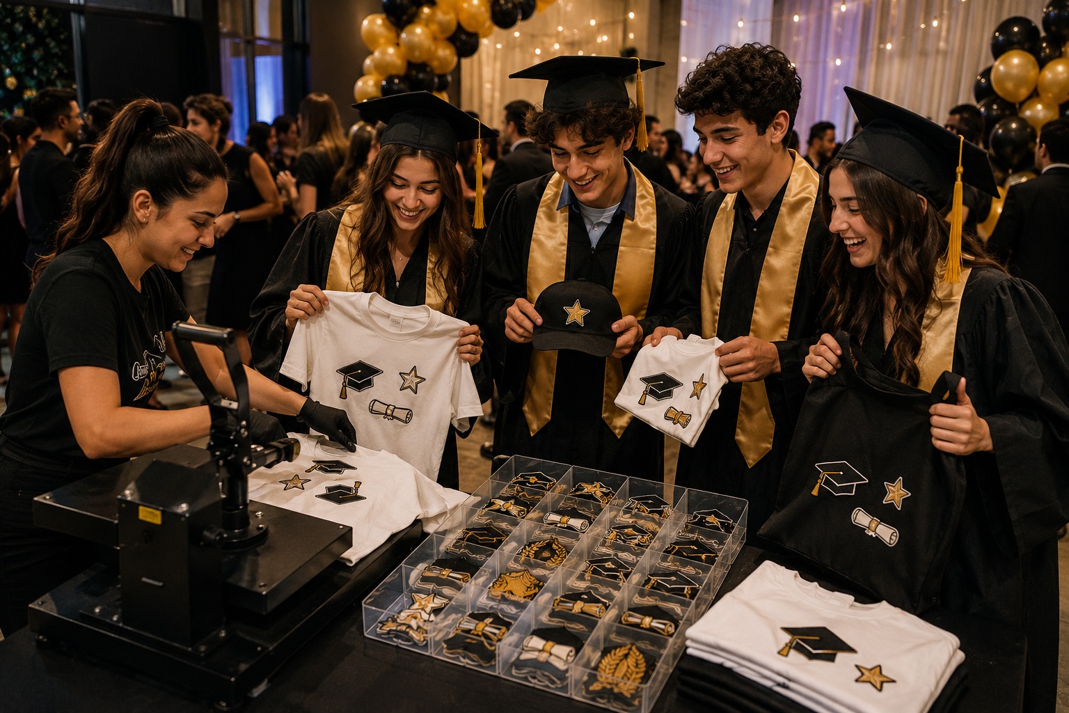 Graduados personalizando productos