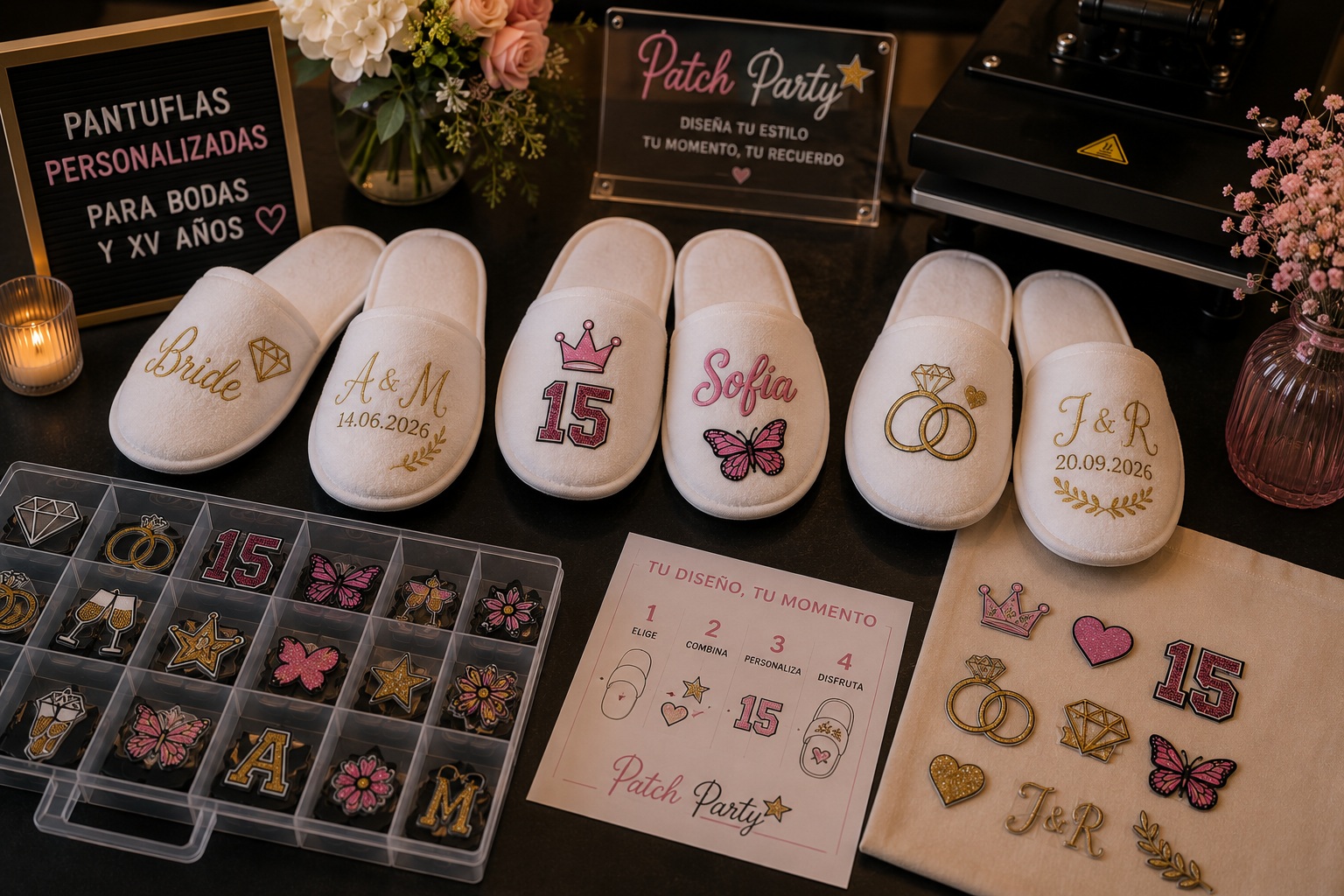 Pantuflas personalizadas para bodas y XV años
