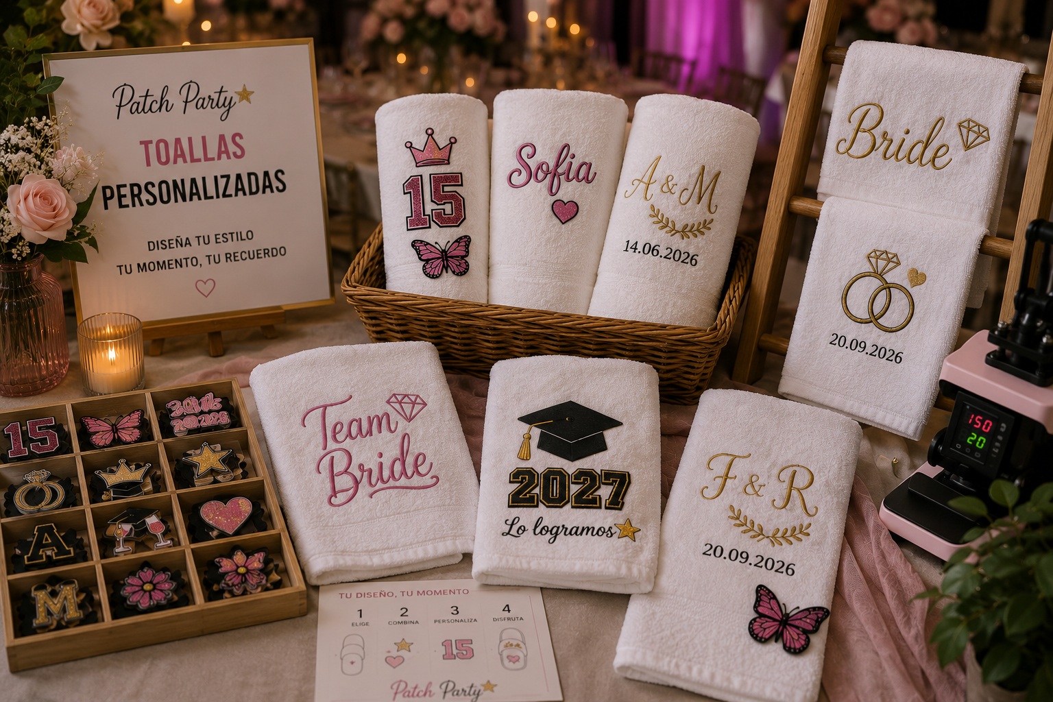 Toallas personalizadas para eventos con baile